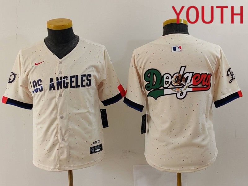 Youth Los Angeles Dodgers Blank Cream Fashion Nike Game MLB Jersey style 6292->youth mlb jersey->Youth Jersey